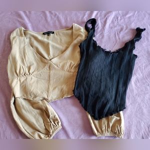 Kendall and Kylie Two Top Crop Top Bundle Women's Size Small Long Sleeve & Tank